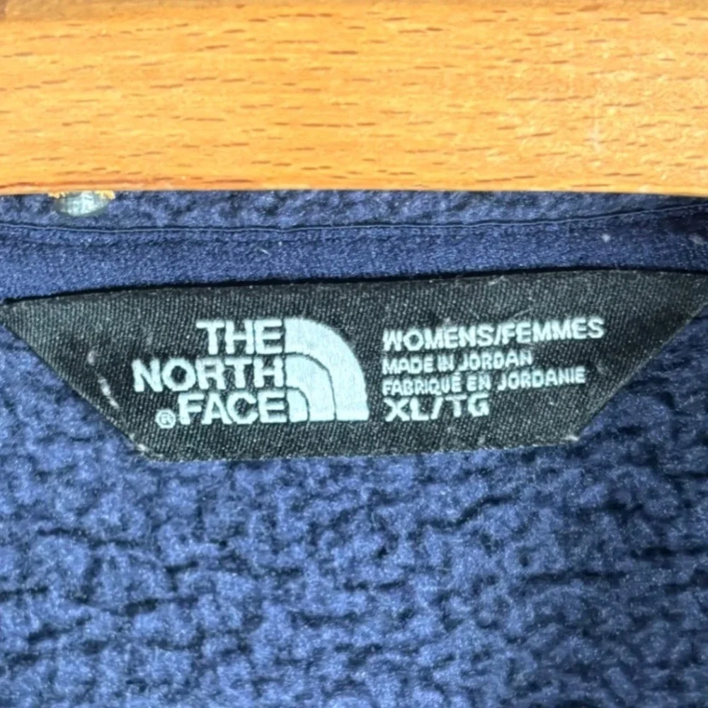 The North Face Womens XL Fleece Jacket‎ Navy Blue Full Zip Sherpa Lined Outdoor